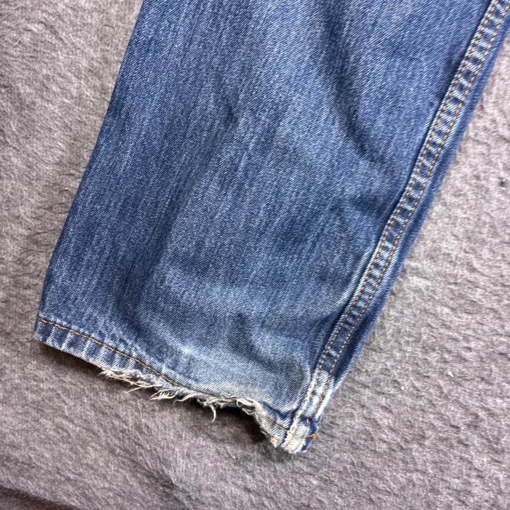 Levi's 514 Straight Leg Jeans Mens 34x32 Blue Distressed Denim